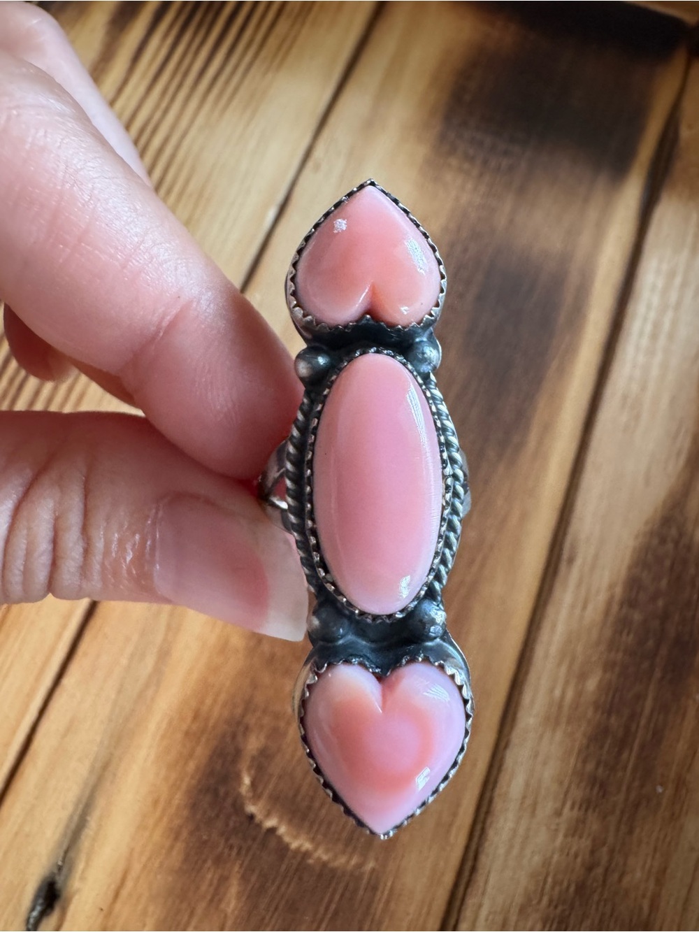 Native American Pink Conch Crawler Ring